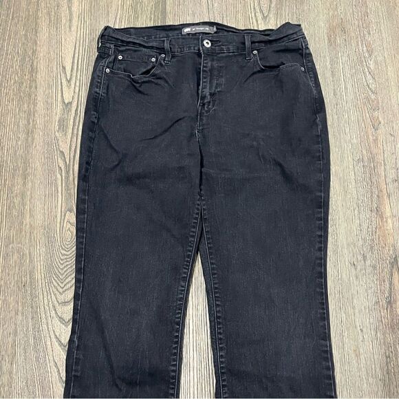 Levi's 516 Straight Leg Jeans Mid-Rise Denim Stretch Black Wash Black 14 Long - Picture 3 of 12